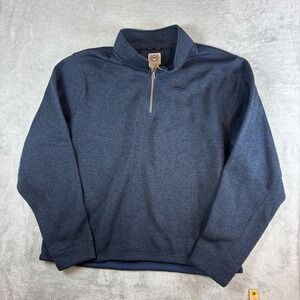 Cinch Sweater Men 3XL Quarter Zip Pullover Heathered Navy Blue Logo Casual